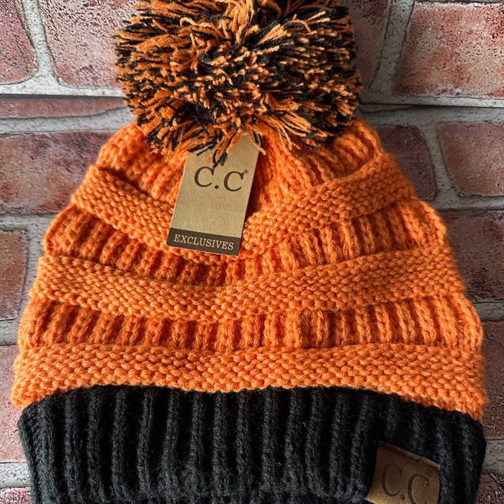 NWT CC Orange and Black Beanie Hat